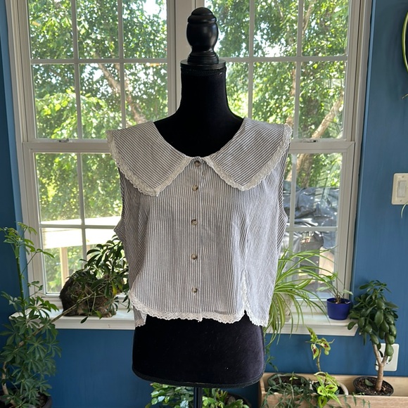 Chelsea & Violet Tops - Chelsea & Violet White Sleeveless Crop Button Down Shirt